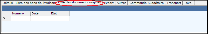 Liste des documents origines