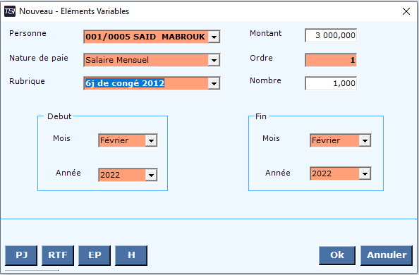 Eléments Variables (Simple)